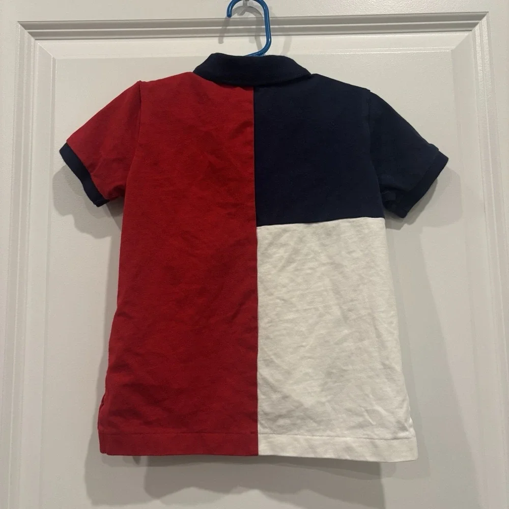 Polo Ralph Lauren Shirt Boys Size 2 Red White Blue  Big Pony Color Block